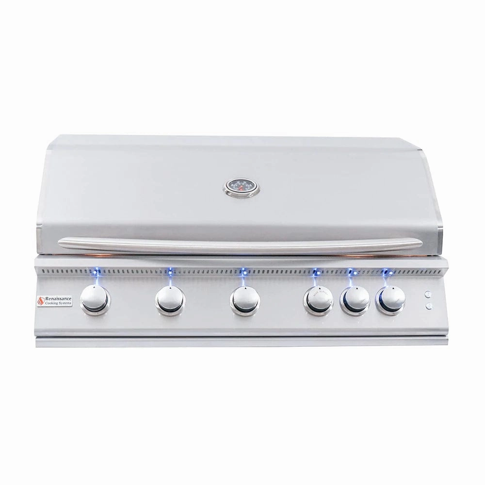 RCS Premier 40" Built-in Grill with LED Lights RJC40AL large capacity charcoal BBQ grills