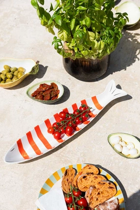 Red & White Fish-Shaped Ceramic Serving Dishoutdoor patio dining furniture set