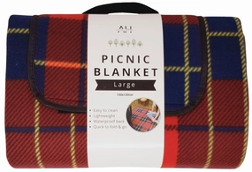 Special Savings Today Hot Sale Alert Red Check Outdoor Picnic Blanket With Waterproof Reverse And Soft Fleece Top