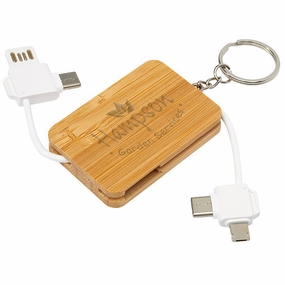 Reel 6 In 1 Bamboo Combination Key Ring Charging Cable Trending Hot Deal