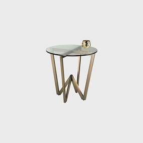 Reflex - Side Table In Tempered Glass & Stainless Steel Bronzed Frameoutdoor side table for patio furniture