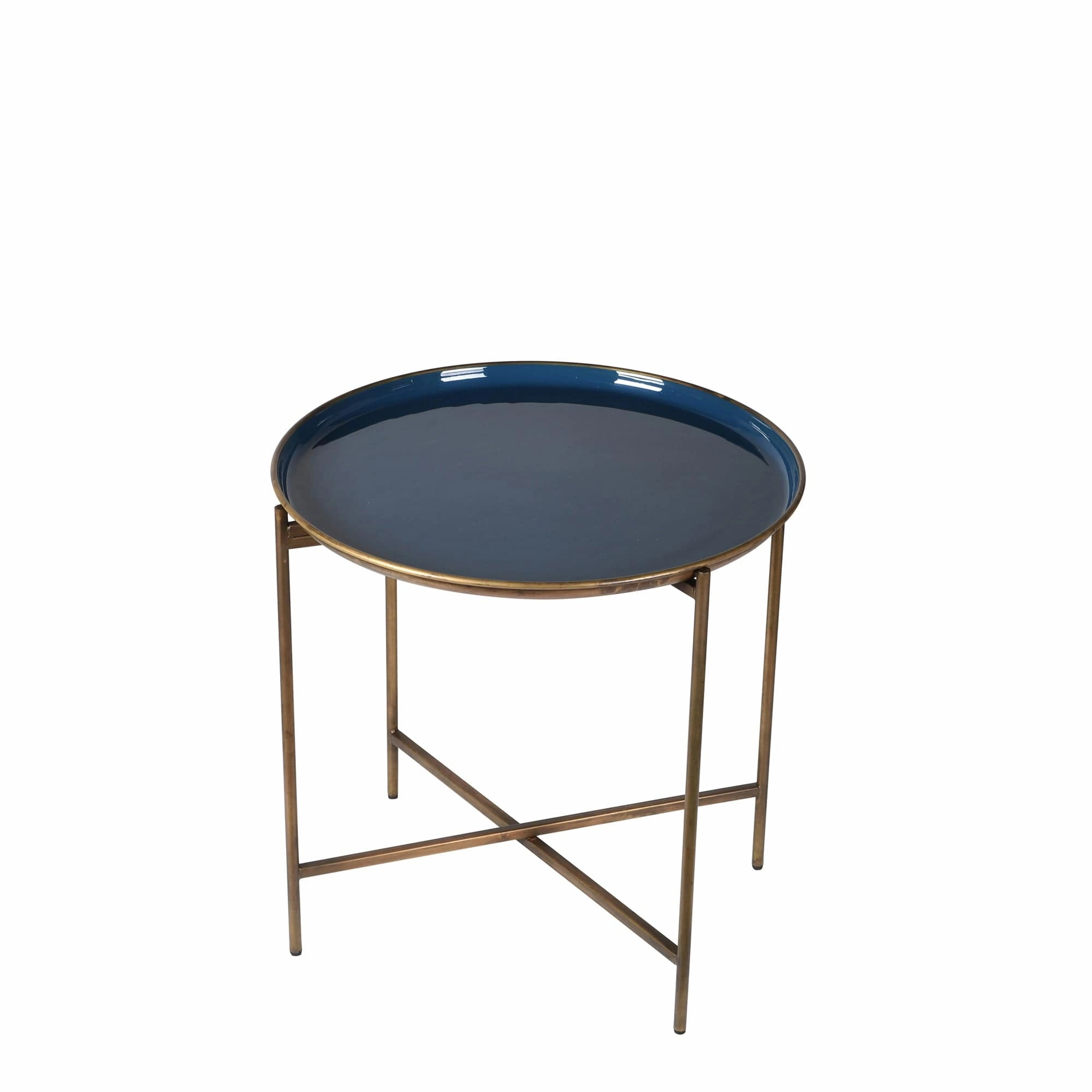 Reno - Tray Table In Blue & Gold Enamel