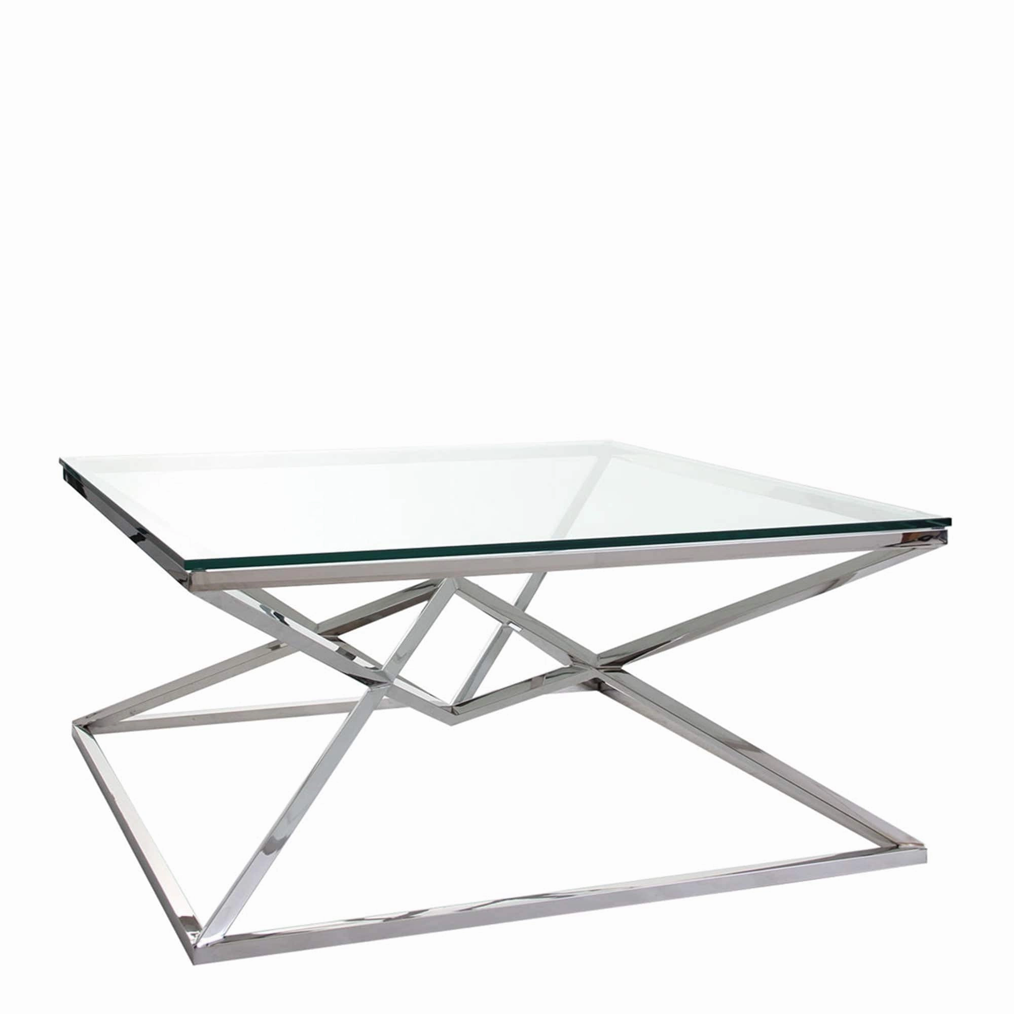 Rhombus - Coffee Table In Clear Glass & Stainless Steel Frame