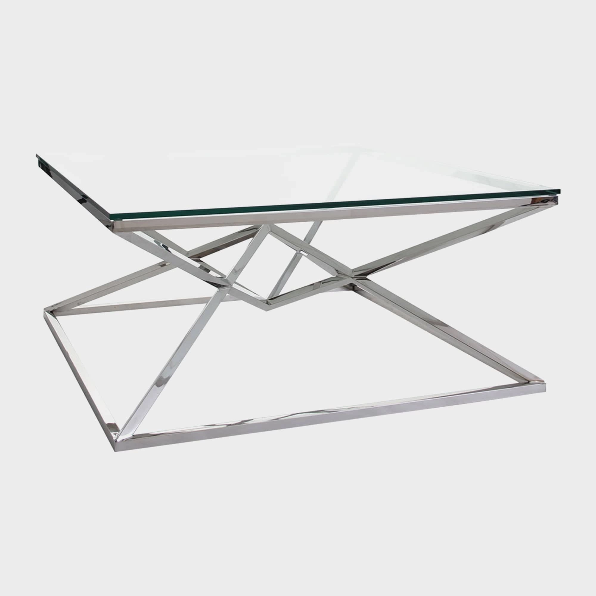 Rhombus - Coffee Table In Clear Glass & Stainless Steel Frameoutdoor coffee table for patio or lounge