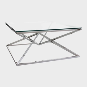 Rhombus - Coffee Table In Clear Glass & Stainless Steel Frameoutdoor coffee table for patio or lounge