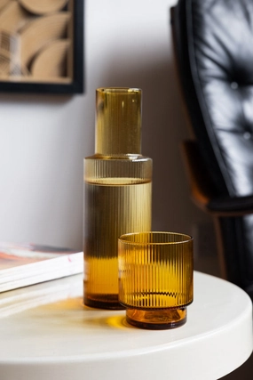 Ribbed Amber Glass Carafe & Tumbler - Available in Two Optionsoutdoor patio dining furniture set