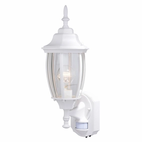Rogers Park One Light Outdoor Motion Sensor Wall Light Textured WhiteOutdoor wall sconces with motion sensor