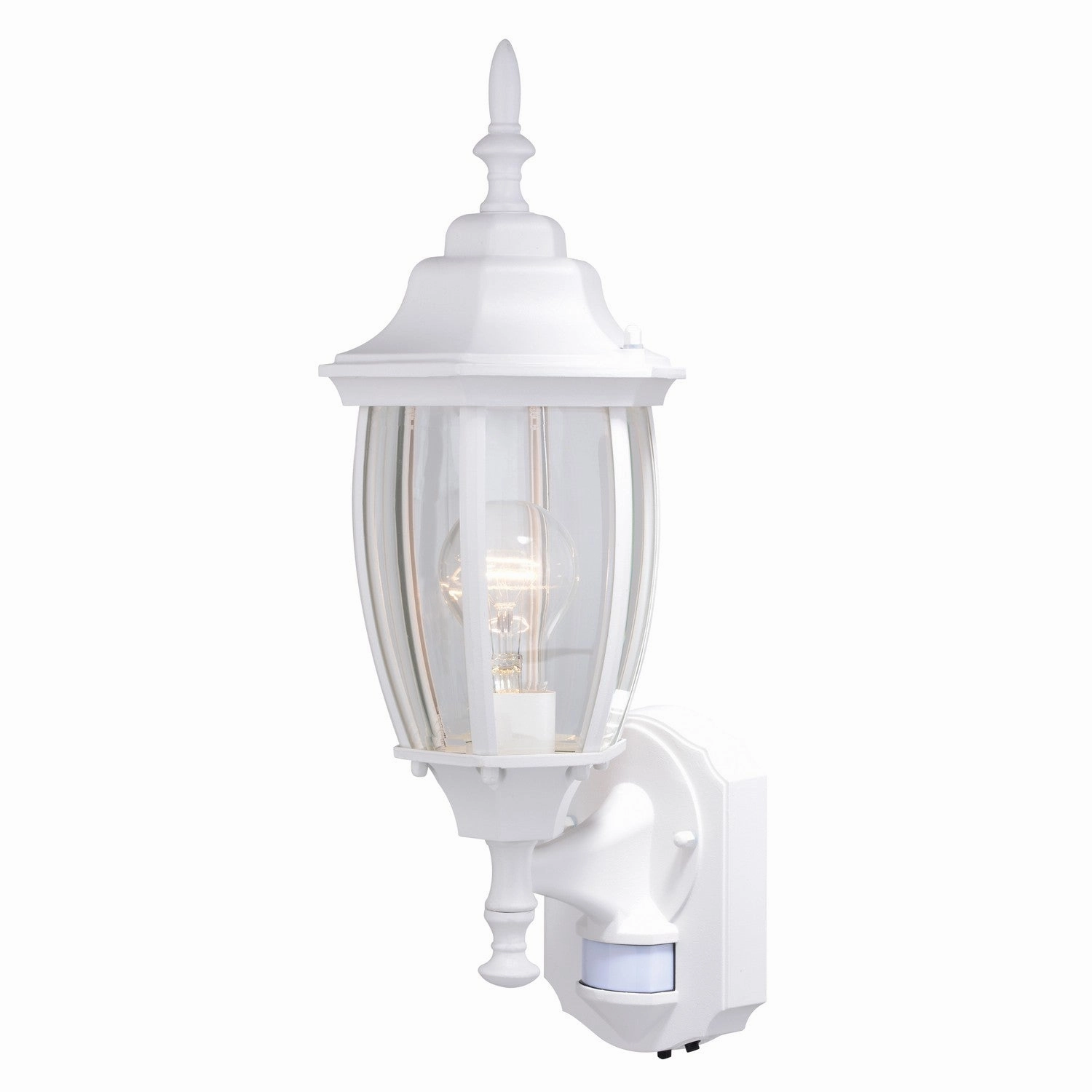 Rogers Park One Light Outdoor Motion Sensor Wall Light Textured WhiteOutdoor wall sconces with motion sensor
