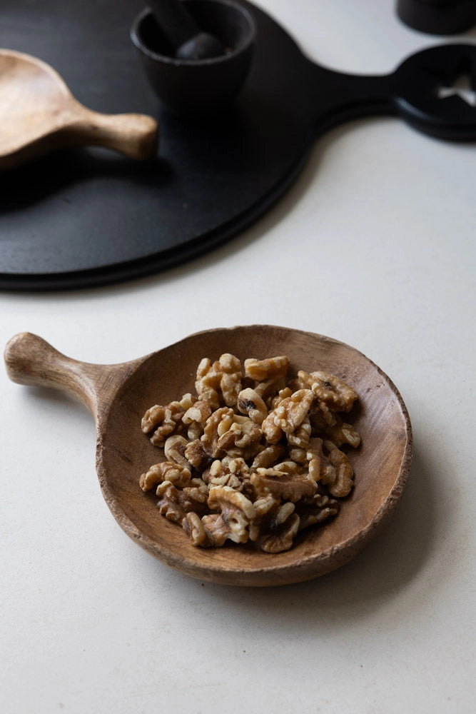 Round Natural Wood Carved Serving Dish