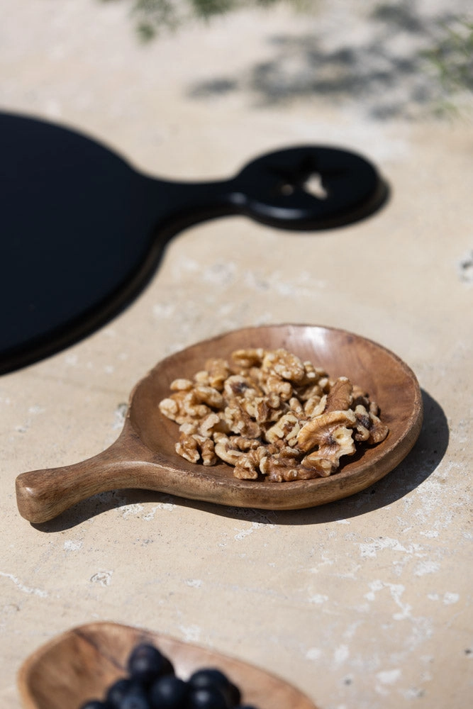 Round Natural Wood Carved Serving Dish