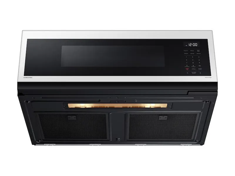Samsung ME11CB751012 1.1 Cu. Ft. Bespoke Smart Slim Over-The-Range Microwave With 400 Cfm Hood Ventilation, Wi-Fi & Voice Control In White Glass