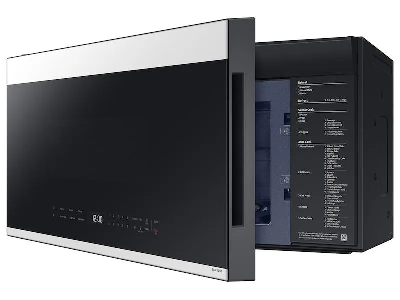 Samsung ME21DB650012 Bespoke 2.1 Cu. Ft. Over-The-Range Microwave With Edge To Edge Glass Display In White Glass