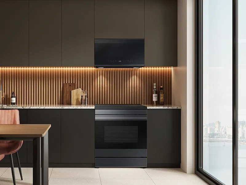Samsung ME21DG6500MT Bespoke 2.1 Cu. Ft. Over-The-Range Microwave With Edge To Edge Glass Display In Matte Black Steel