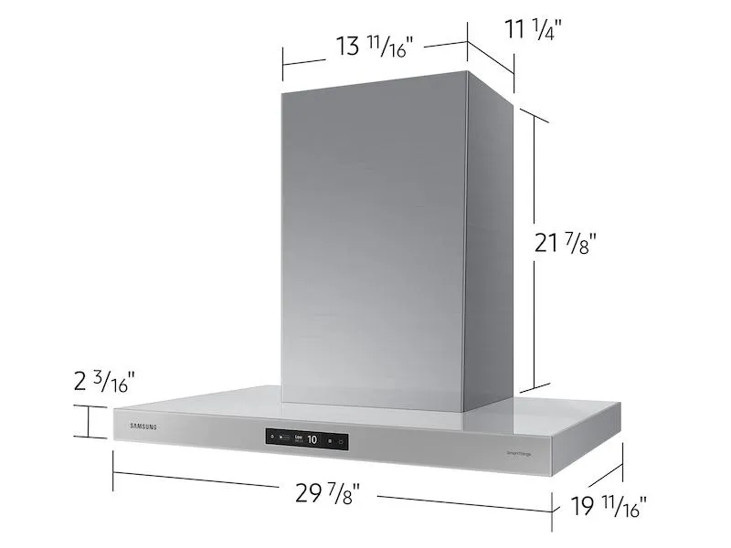 Samsung NK36CB700WCG 36" Bespoke Smart Wall Mount Hood With Lcd Display In Clean Grey
