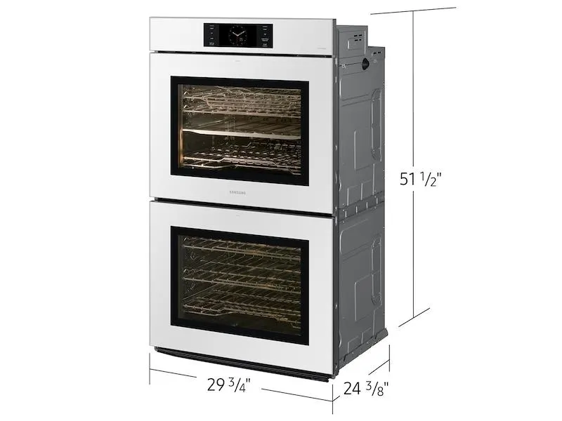Samsung NV51CB700D12 Bespoke 30" White Glass Double Wall Oven With Ai Pro Cooking&#8482; Camera