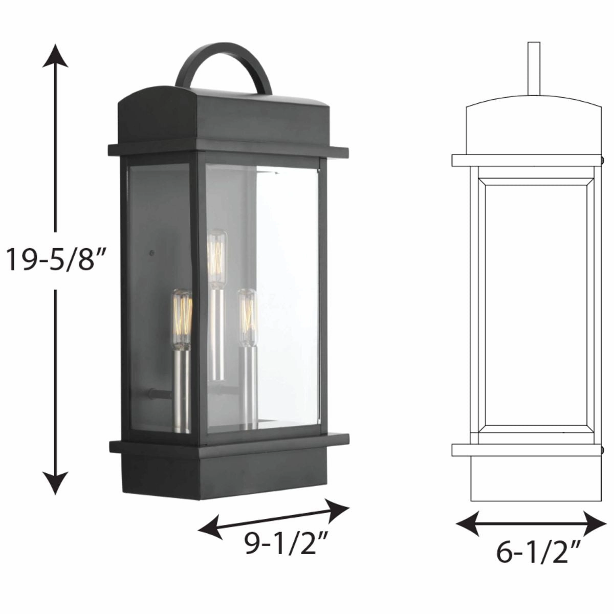 Santee Three Light Large Wall Lantern Black