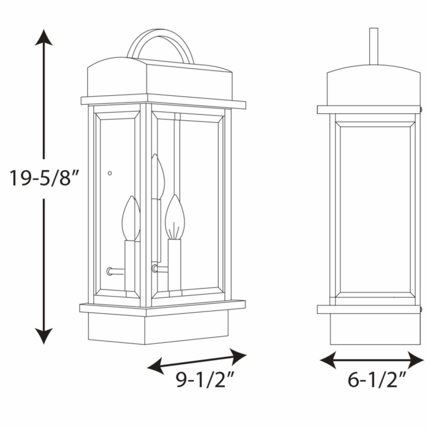 Santee Three Light Large Wall Lantern Black