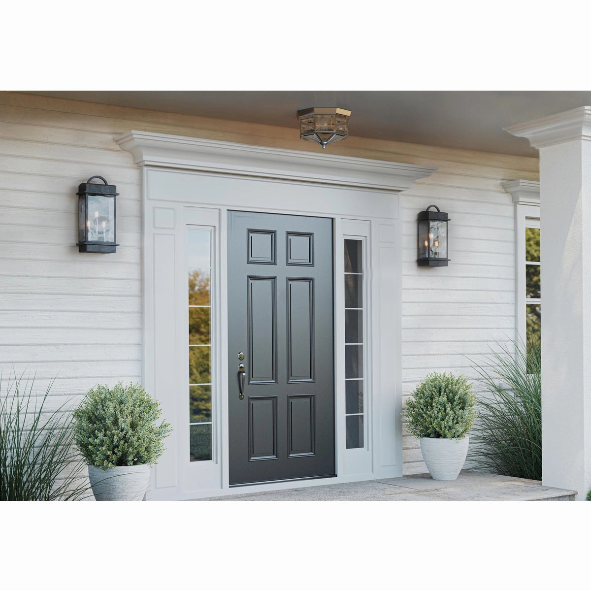 Santee Three Light Large Wall Lantern Black