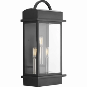 Santee Three Light Large Wall Lantern BlackOutdoor wall sconces with motion sensor