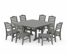 Savannah Side Chair 9-Piece Square Dining Set with Trestle Legsoutdoor patio furniture set
