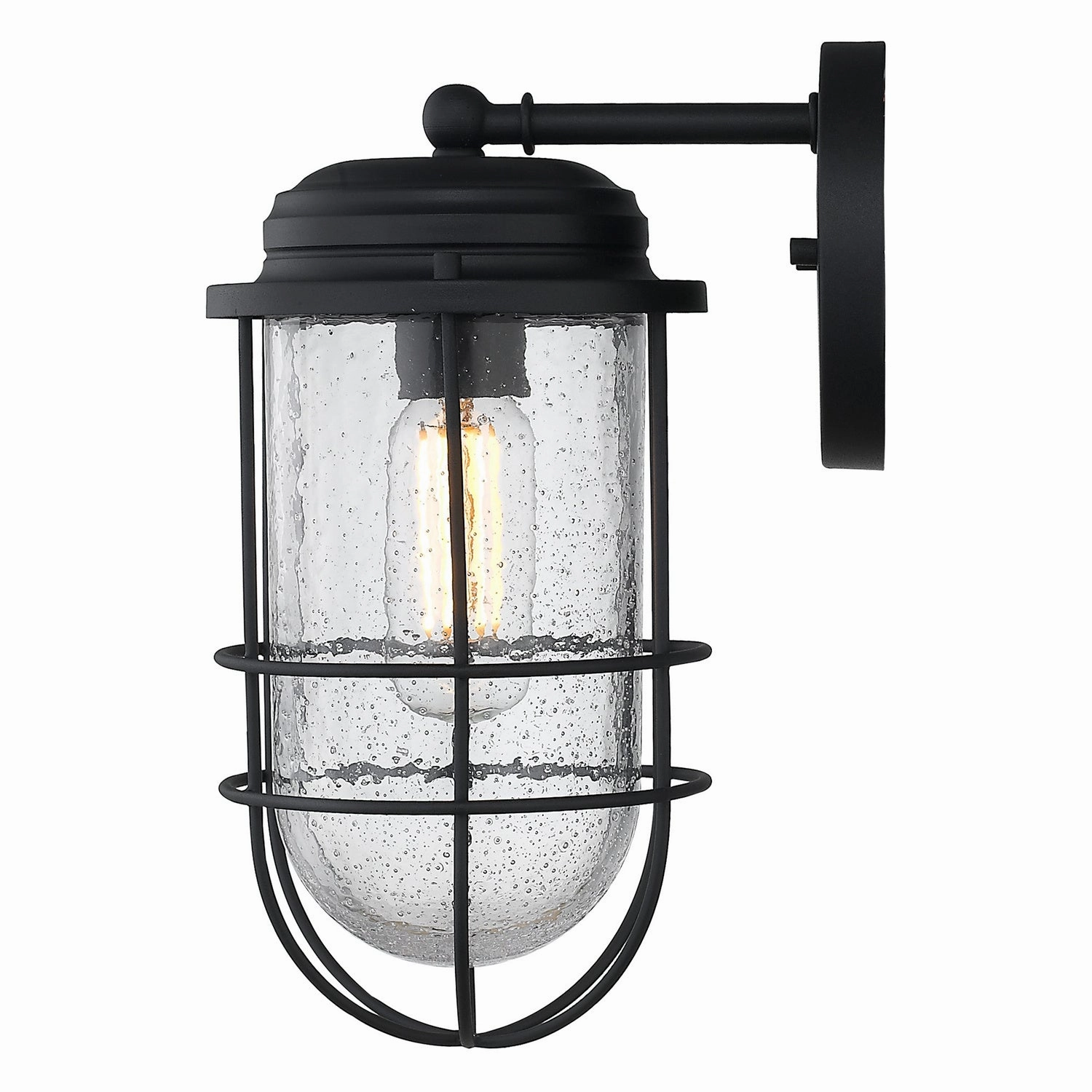 Seaport One Light Outdoor Wall Sconce Natural Black
