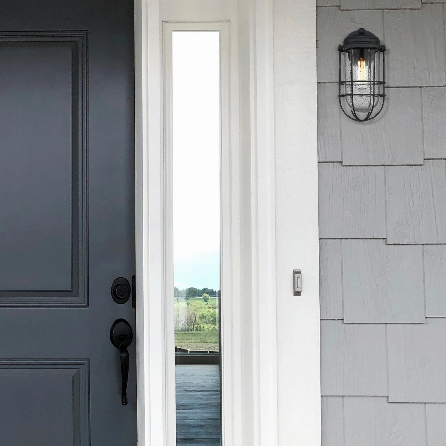 Seaport One Light Outdoor Wall Sconce Natural Black