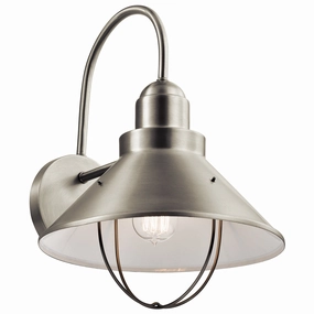 Seaside One Light Outdoor Wall Mount Brushed NickelOutdoor wall sconces with motion sensor