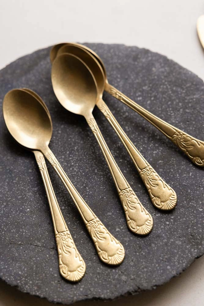 Set of 24 Antique Gold Cutlery Set