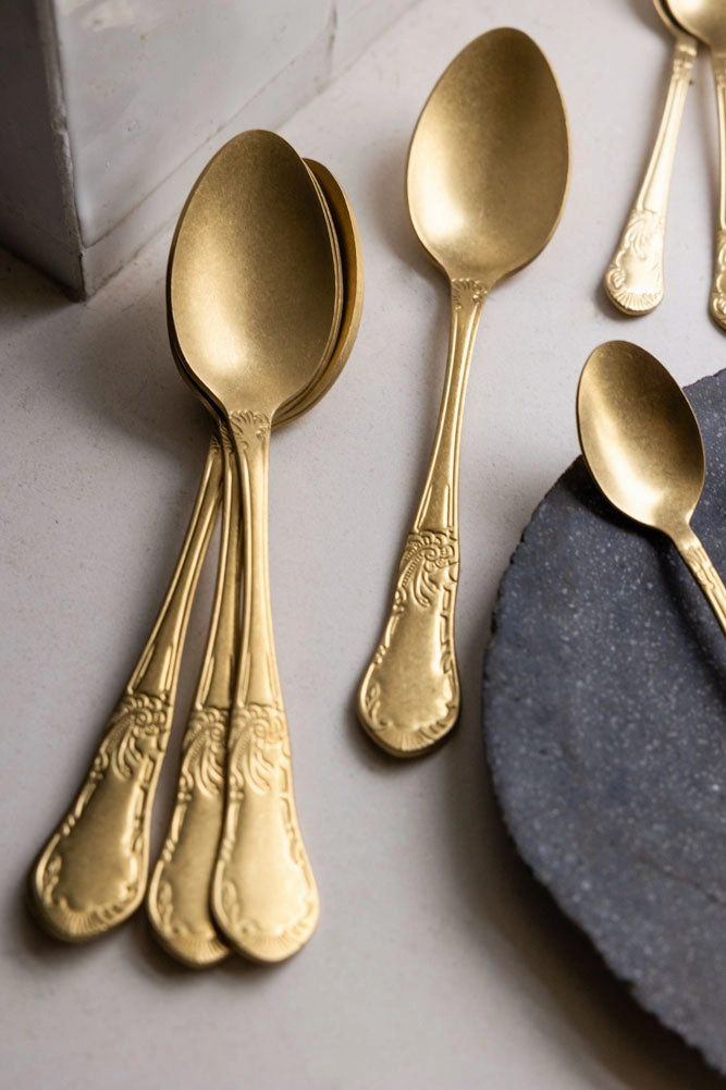 Set of 24 Antique Gold Cutlery Set