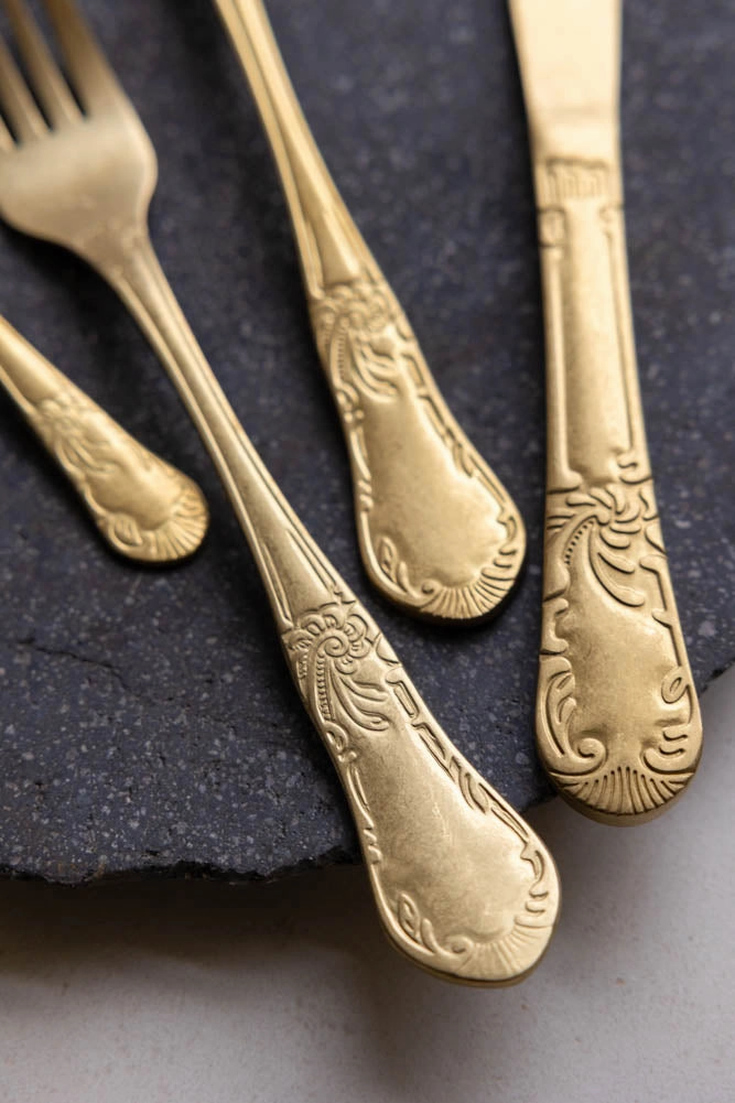 Set of 24 Antique Gold Cutlery Set