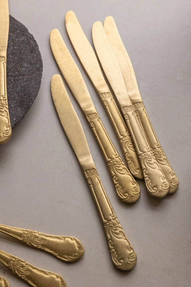 Set of 24 Antique Gold Cutlery Set
