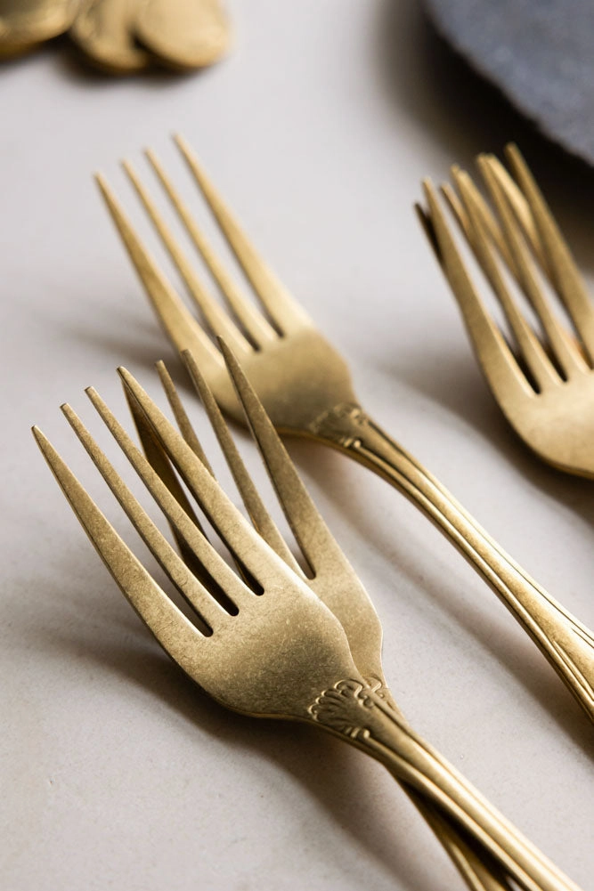 Set of 24 Antique Gold Cutlery Set