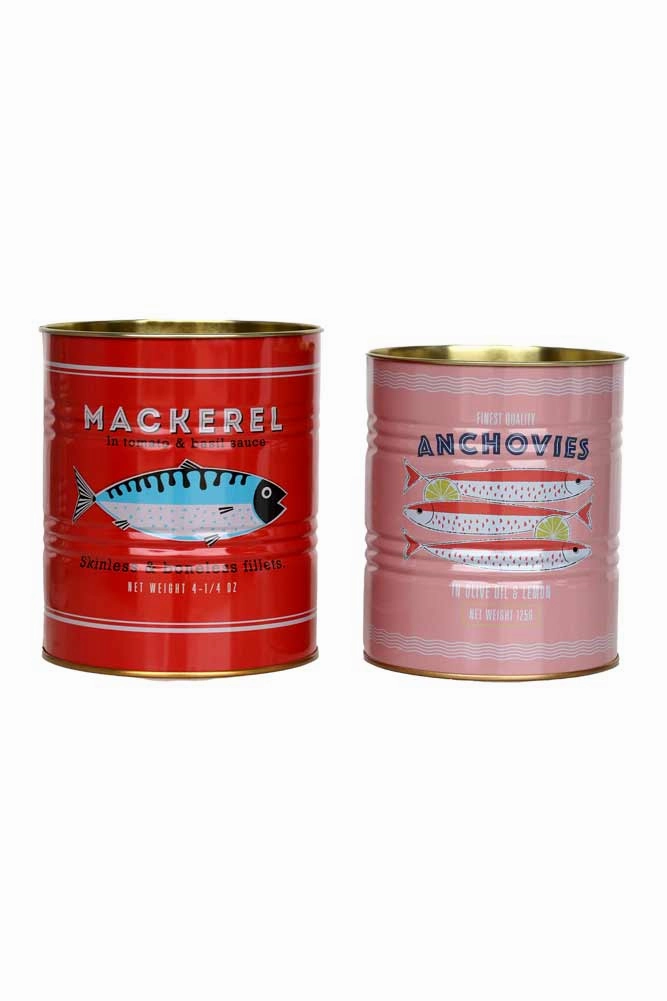 Set Of 2 Fish Storage Tins