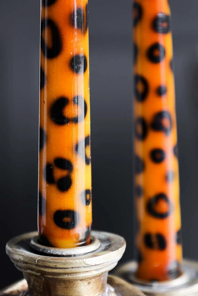 Set Of 2 Leopard Print Candles