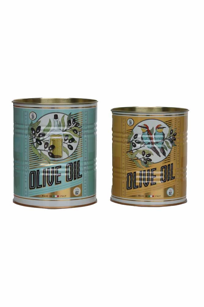 Set Of 2 Olive Oil Storage Tins