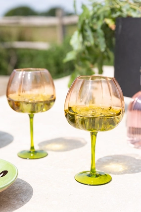 Set of 2 Pink & Green Gin Glassesoutdoor patio dining furniture set
