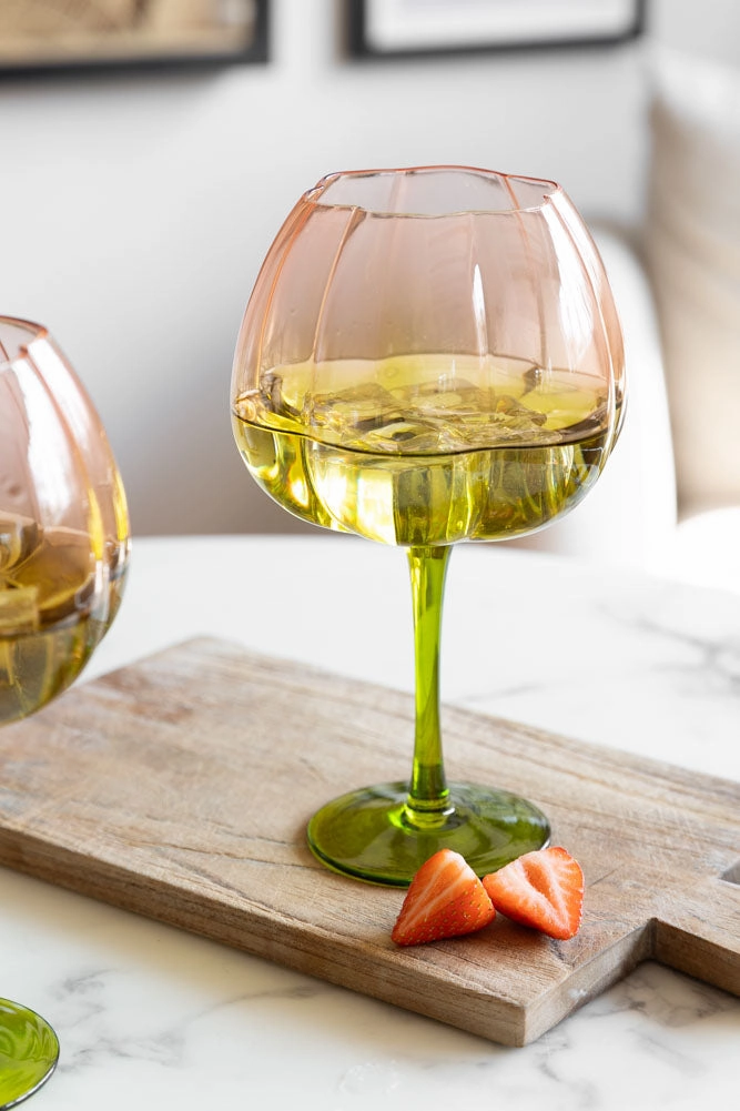 Set of 2 Pink & Green Gin Glasses