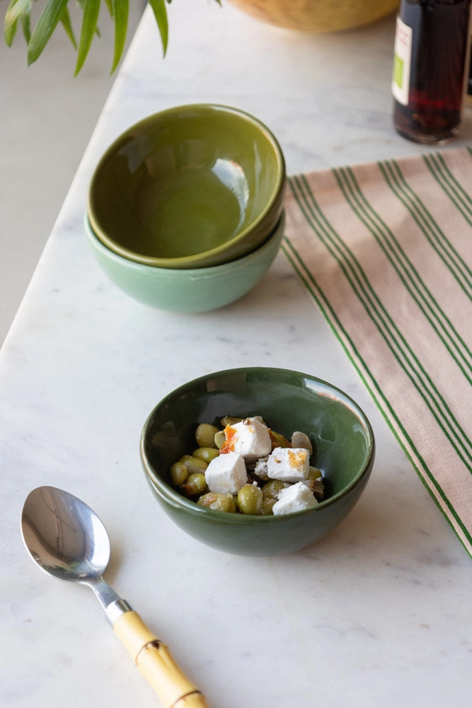 Set of 3 Green Ceramic Dipping Bowls