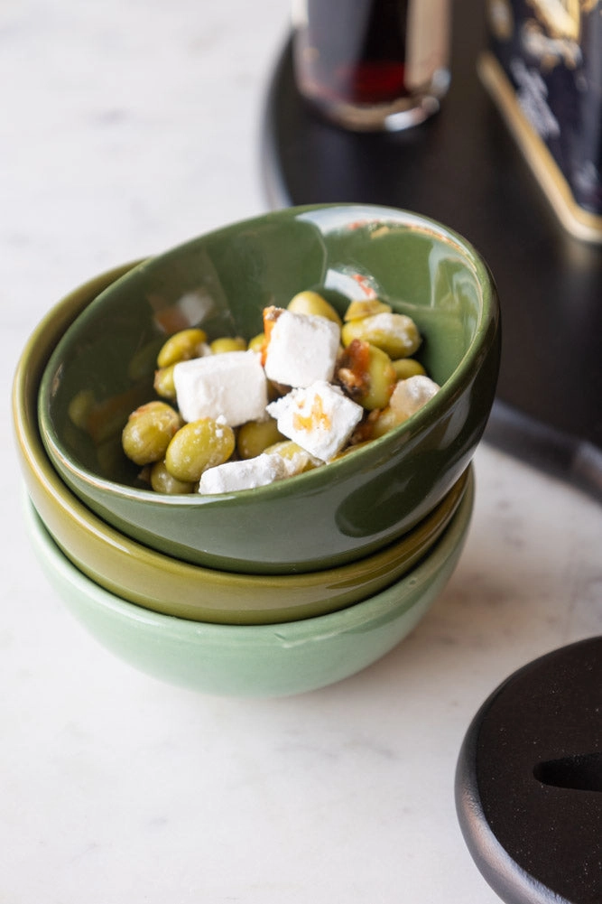 Set of 3 Green Ceramic Dipping Bowls