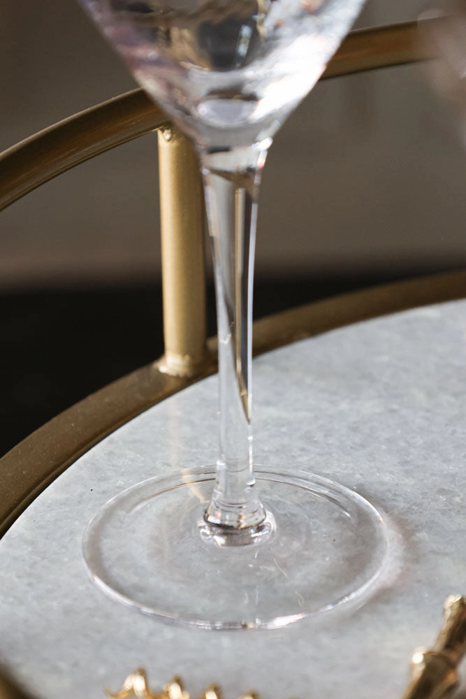 Set Of 4 Ribbed Martini Glasses With Gold Rim