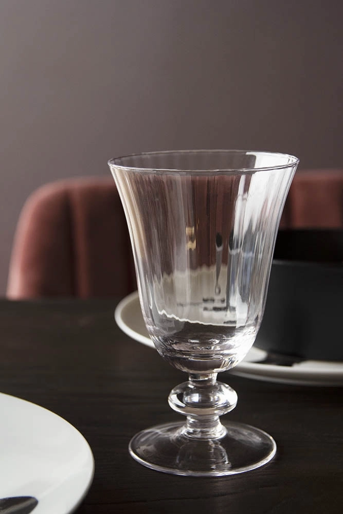 Set Of 6 Ribbed Glass Wine Glasses