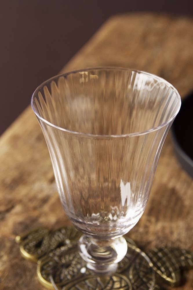 Set Of 6 Ribbed Glass Wine Glasses