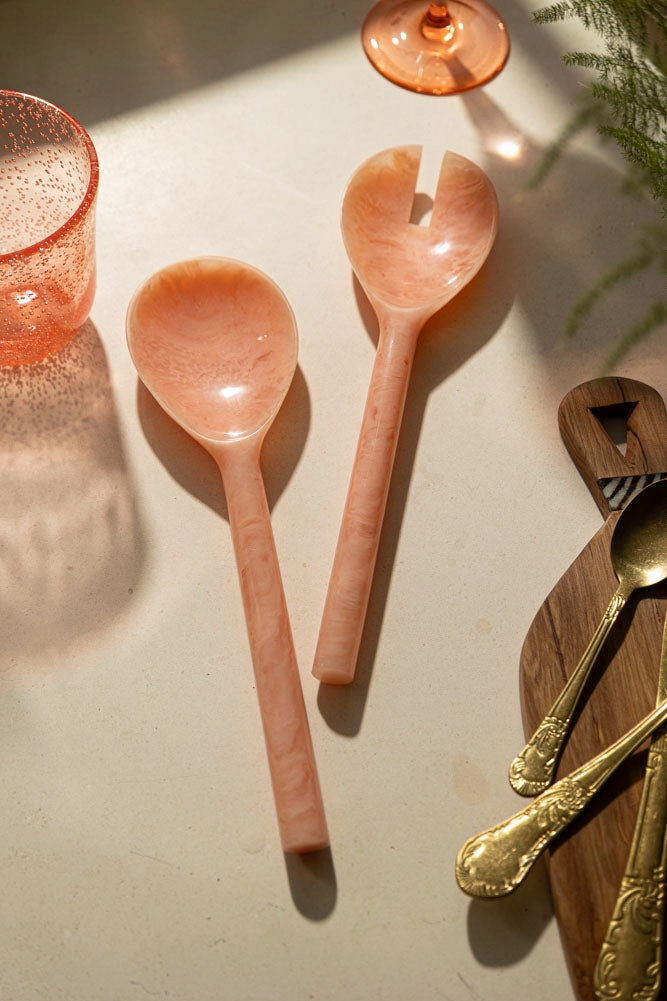 Set Of Picnic Salad Servers In Pink