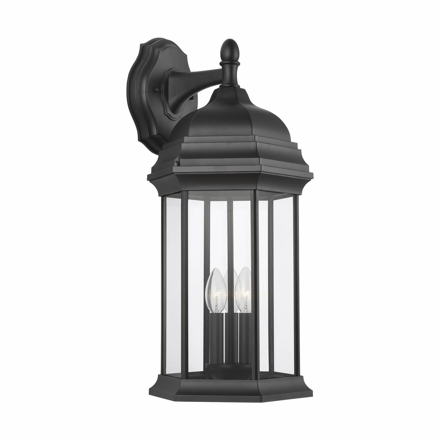 Sevier Three Light Outdoor Wall Lantern BlackOutdoor wall sconces with motion sensor