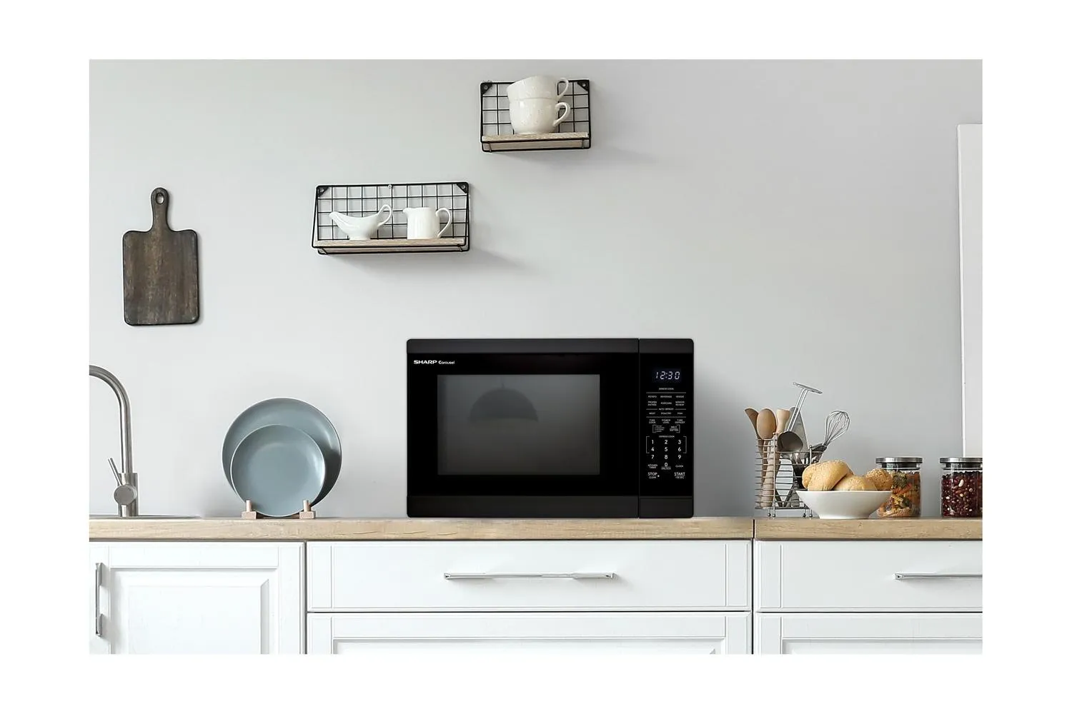 Sharp SMC1461KB Sharp 1.4 Cu. Ft. 1100W Black Countertop Microwave Oven