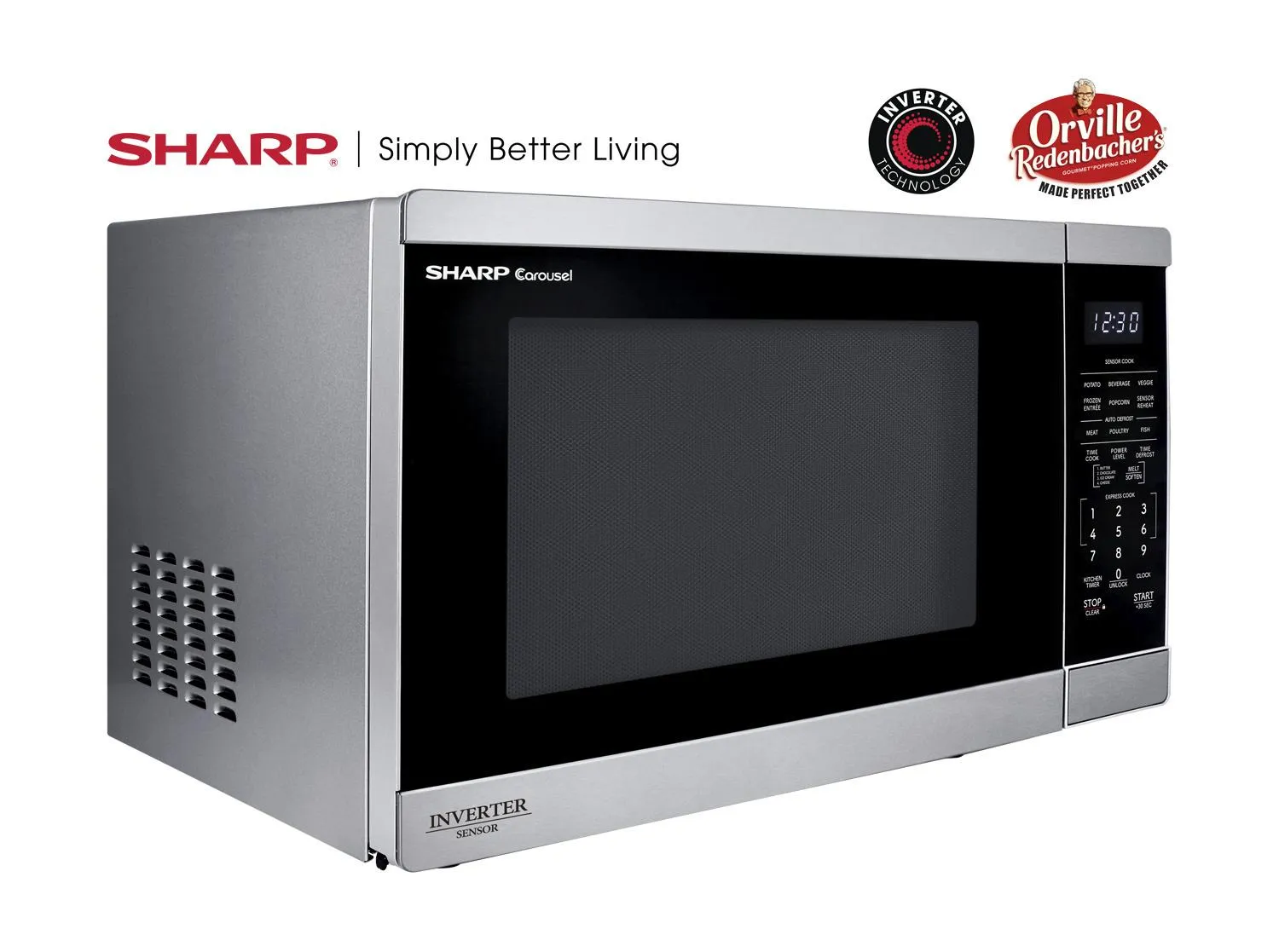 Sharp SMC1464KS Sharp 1.4 Cu. Ft. 1100W Stainless Steel Countertop Microwave Oven With Inverter Technology