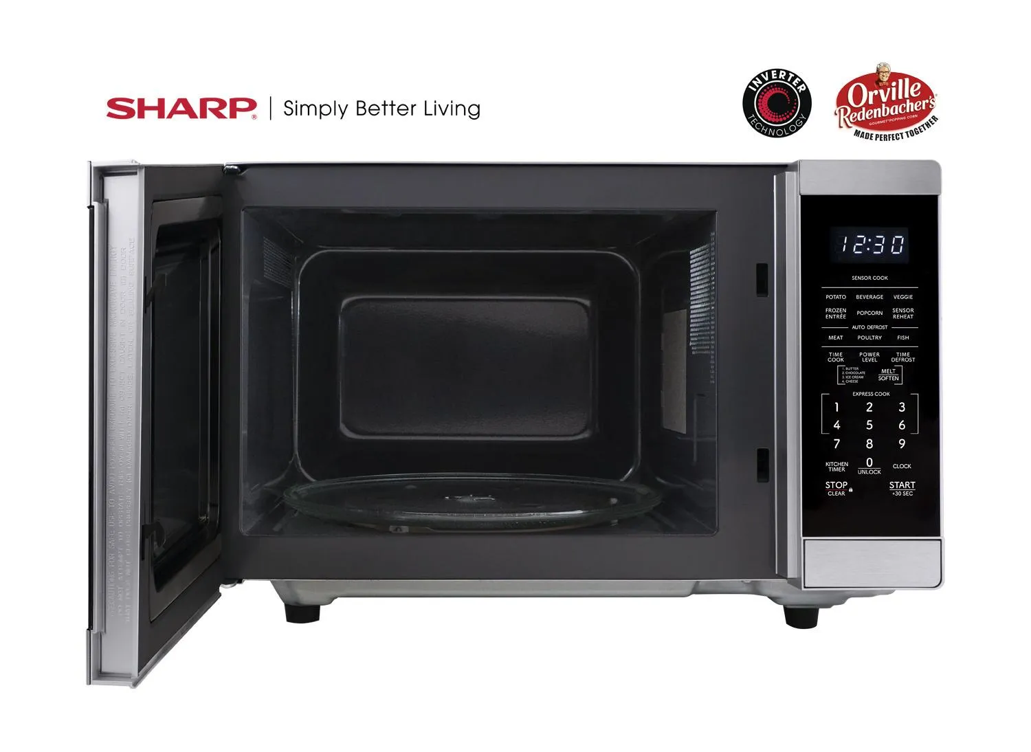 Sharp SMC1464KS Sharp 1.4 Cu. Ft. 1100W Stainless Steel Countertop Microwave Oven With Inverter Technology