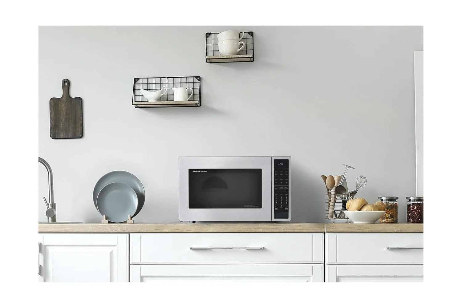 Sharp SMC1585KS Sharp 1.5 Cu. Ft. 900W Stainless Steel Convection Countertop Microwave Oven
