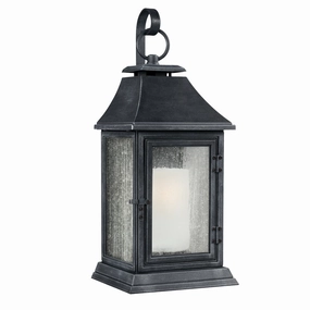 Shepherd One Light Lantern Dark Weathered ZincOutdoor wall sconces with motion sensor
