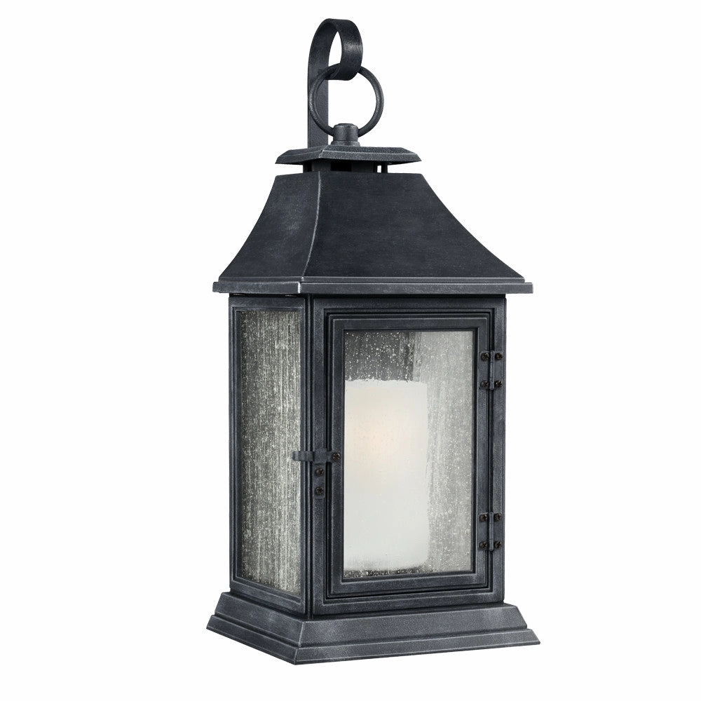 Shepherd One Light Lantern Dark Weathered ZincOutdoor wall sconces with motion sensor
